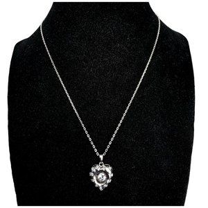 New Tocara Sterling Silver Heart Necklace DiAmi Crystals Shimmer Gems 925 Gift